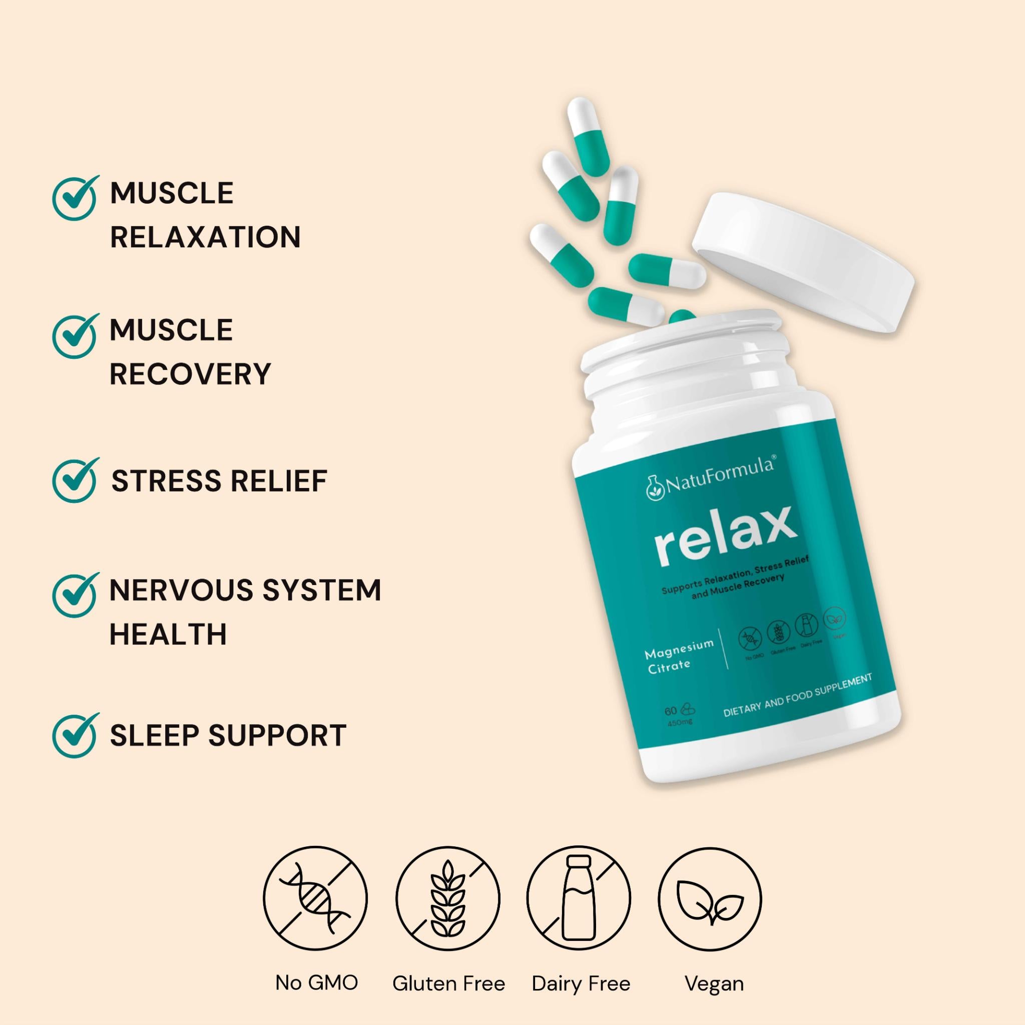 NatuFormula™ Relax - Stress Relief & Relax Naturally | 100% Organic Magnesium