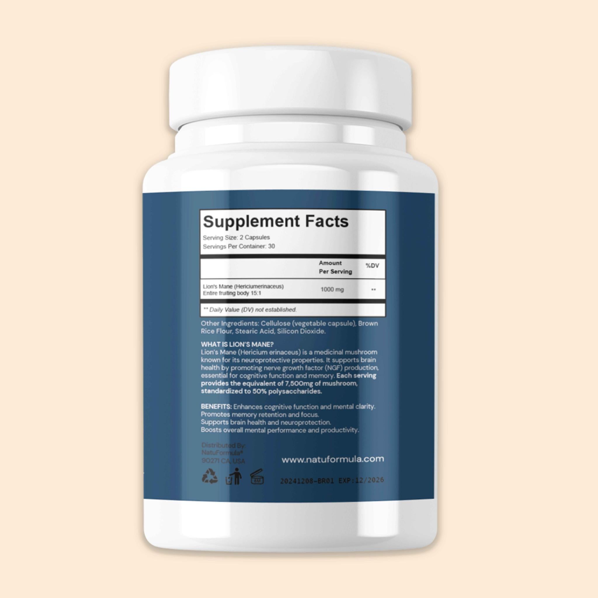 NatuFormula™ Brain - Boost Brain Function | 100% Organic Focus Supplement